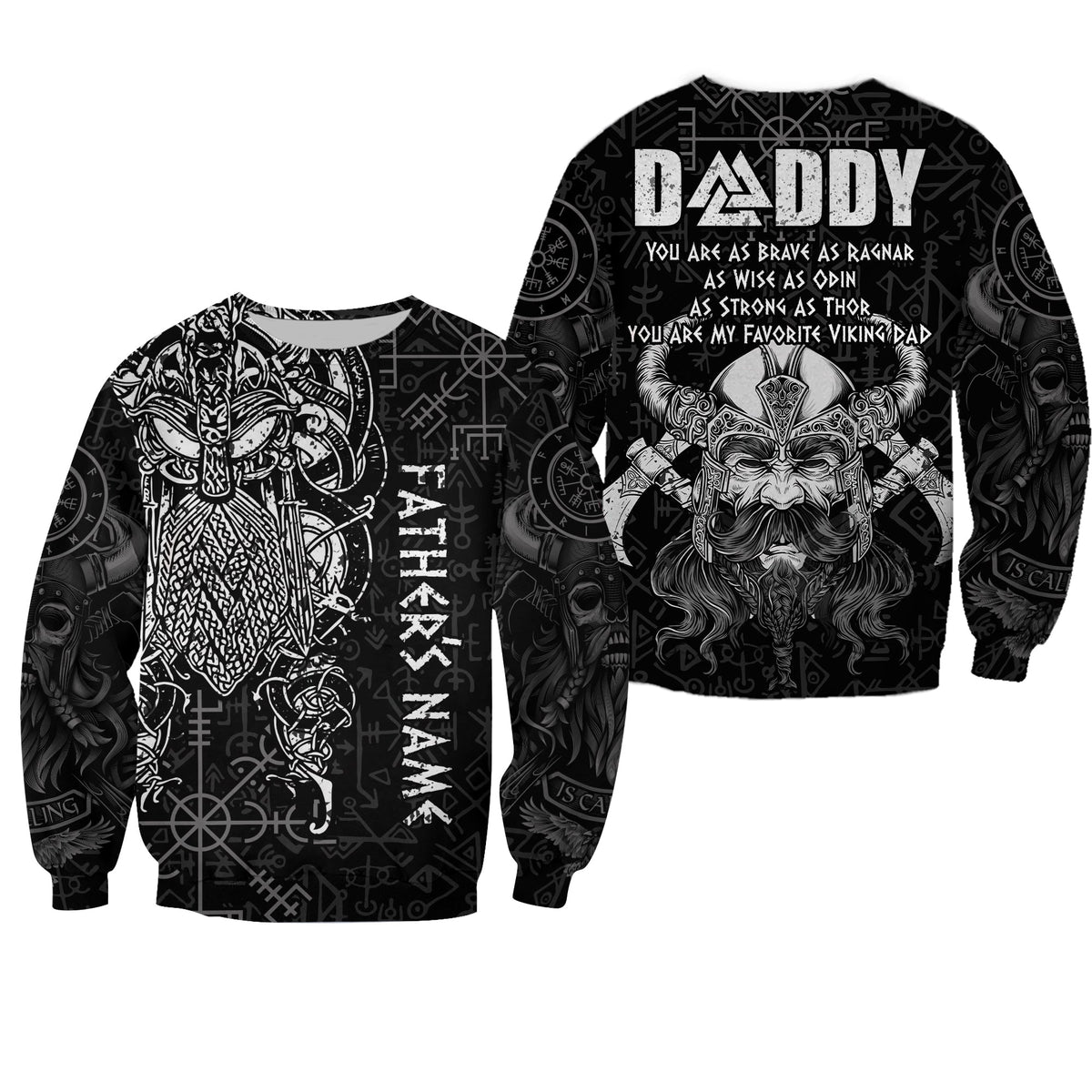 (Custom Personalised) Viking Dad Sweatshirt Odin Runes Fathers Day LT13 - Wonder Print Shop