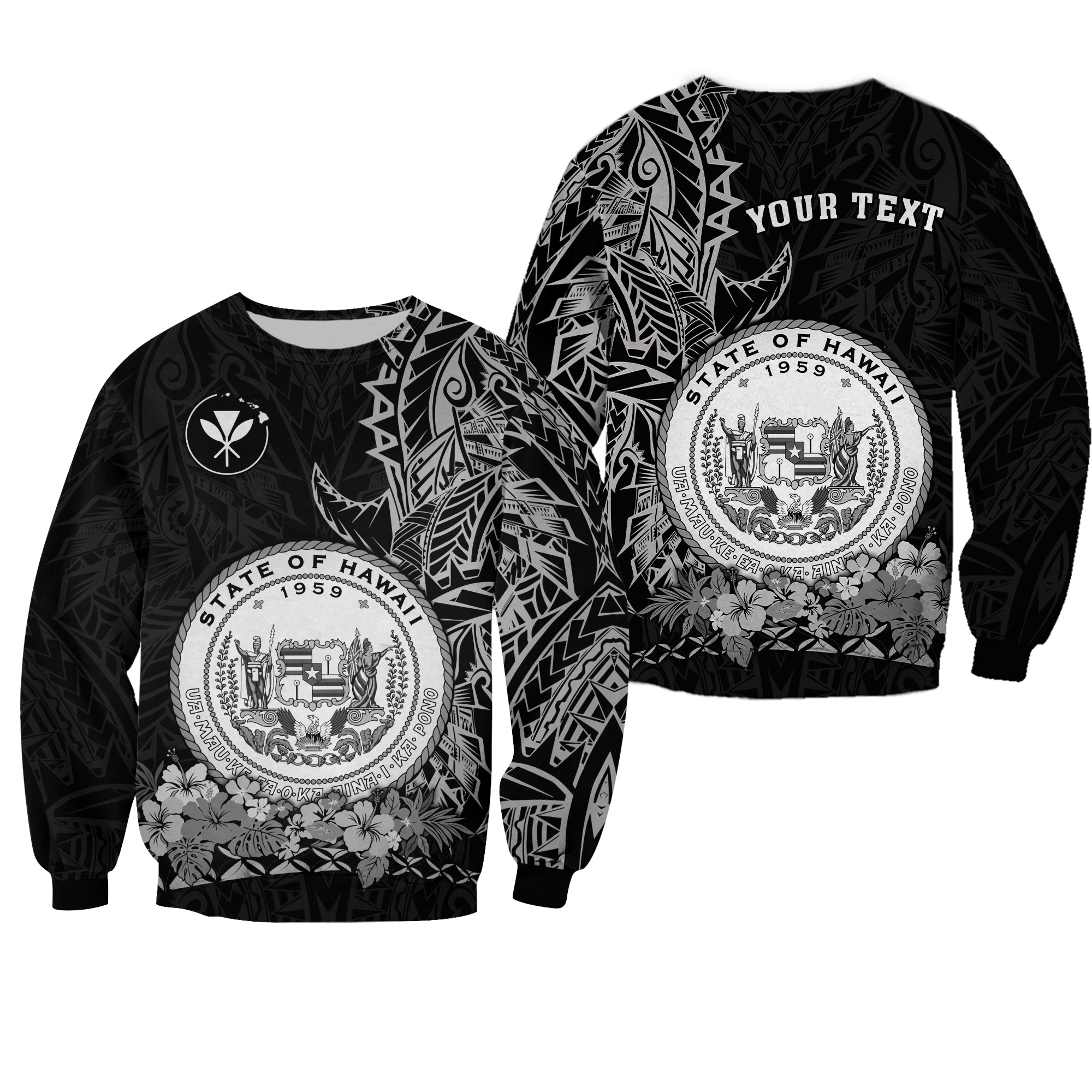 (Custom Personalised) Hawaiian Polynesian Sweatshirt White Seal of Hawaii LT13 - Wonder Print Shop