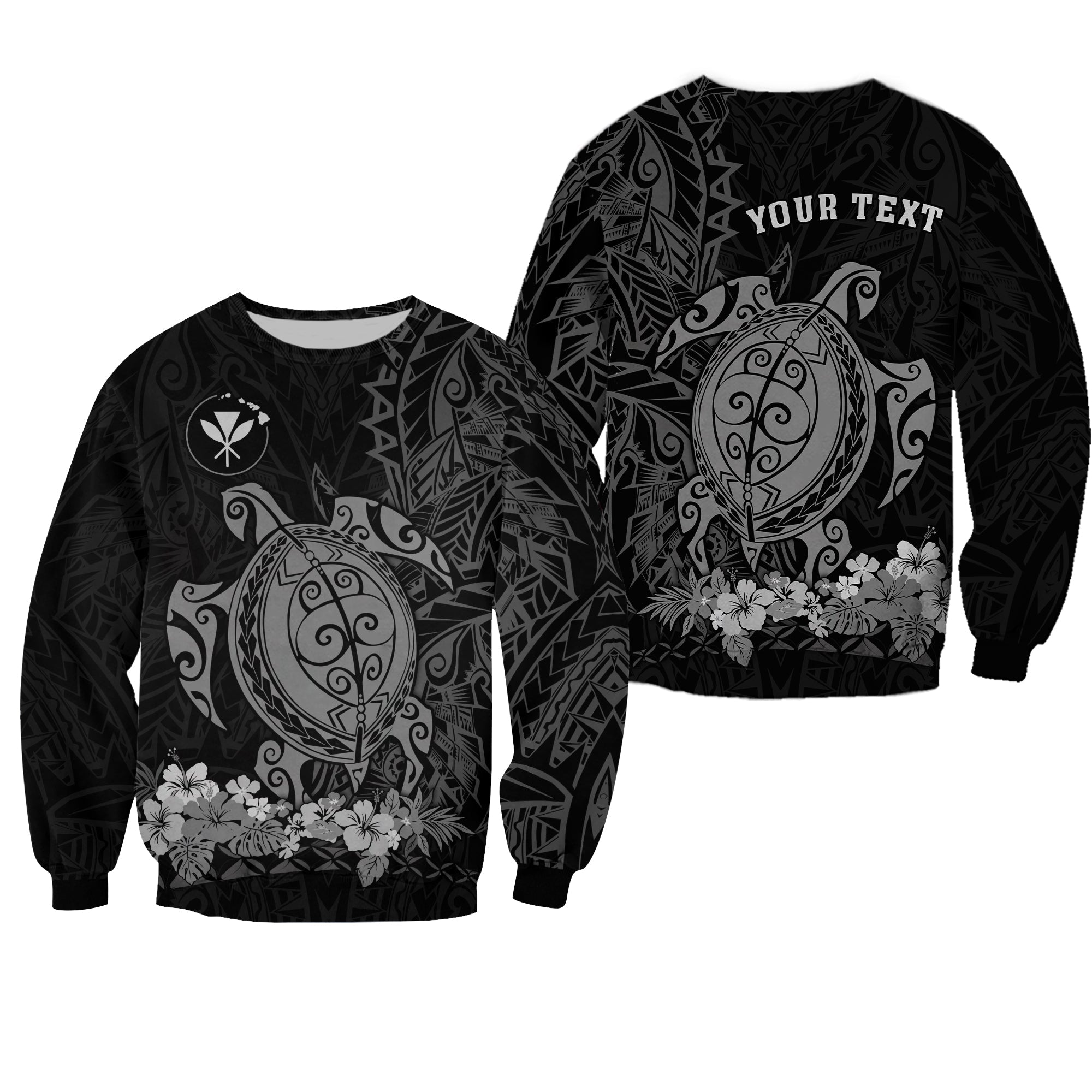 (Custom Personalised) Hawaii Polynesian Sweatshirt Gray Sea Turtles Hawaiian LT13 - Wonder Print Shop