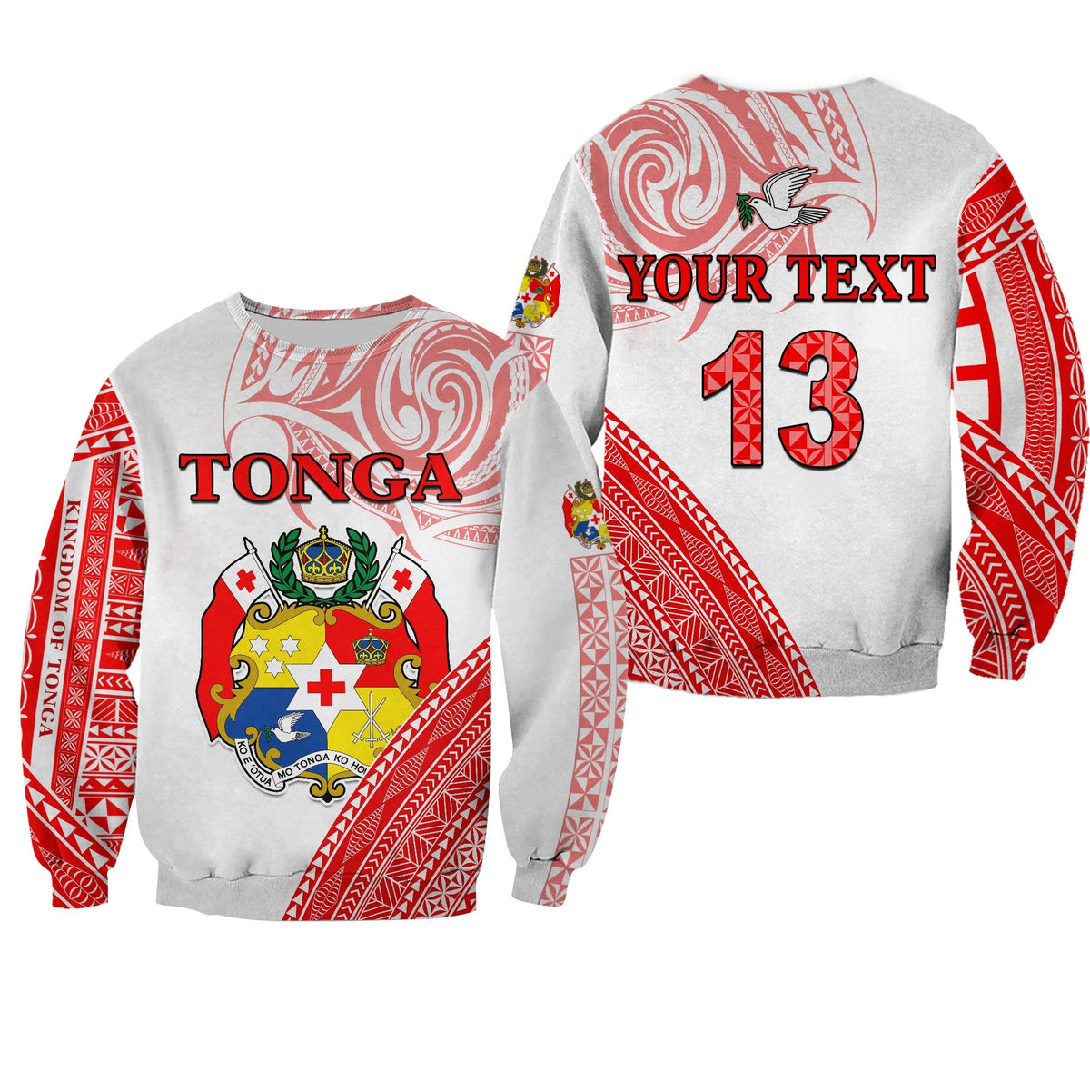 (Custom Text and Number) Tonga Sweatshirt Tongan Pattern Blithesome LT13 - Wonder Print Shop