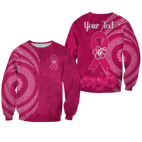 Custom Personalised Breast Cancer Awareness Sweatshirt Hibiscus Polynesian No One Fights Alone LT13 - Wonder Print Shop