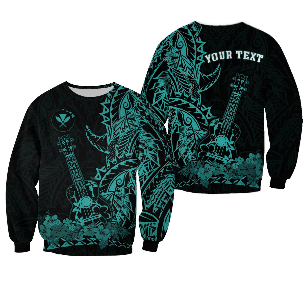 (Custom Personalised) Hawaii Polynesian Sweatshirt Ukulele Turquoise LT13 - Wonder Print Shop