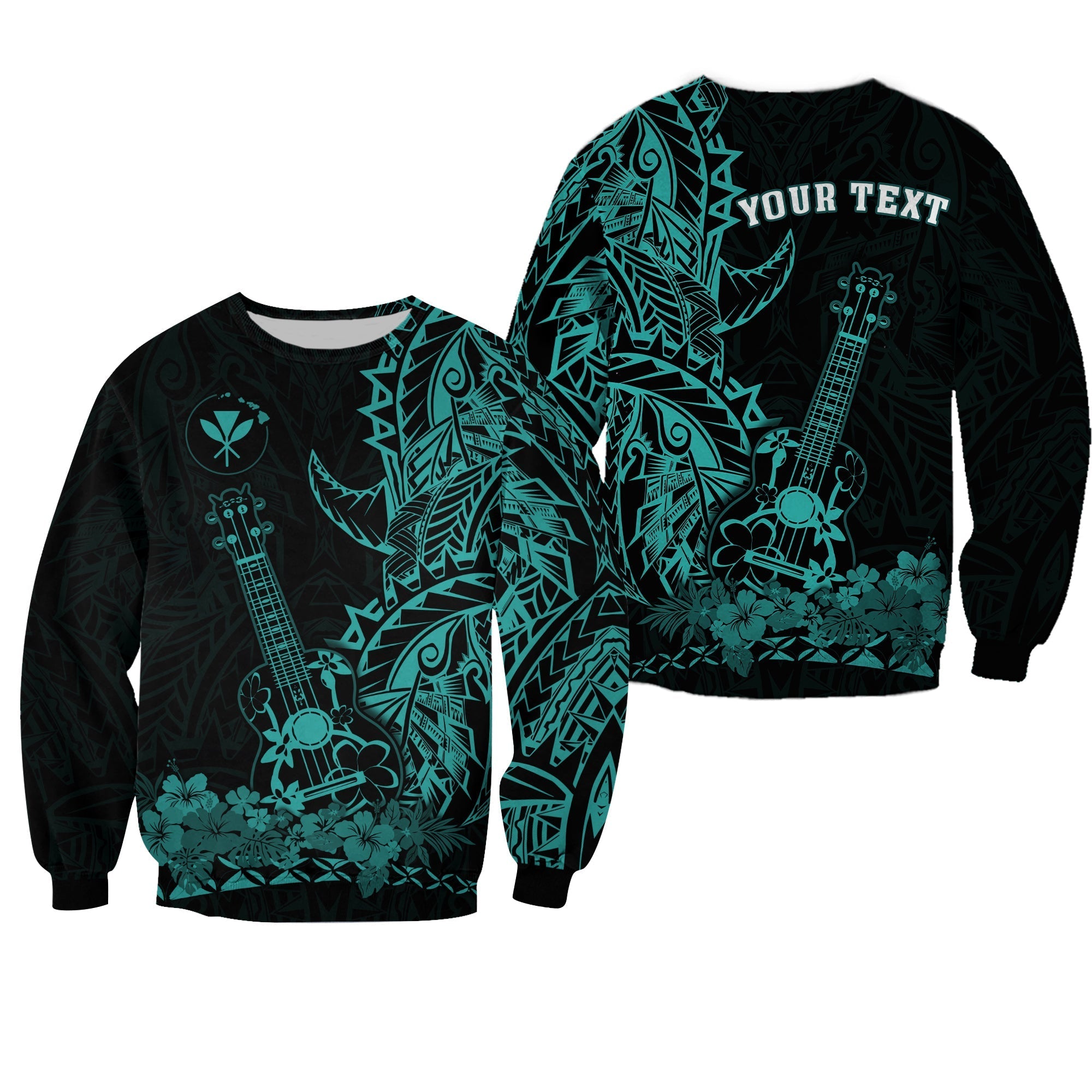 (Custom Personalised) Hawaii Polynesian Sweatshirt Ukulele Turquoise LT13 - Wonder Print Shop