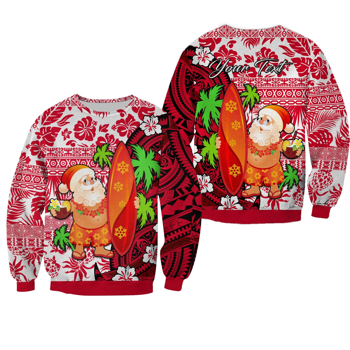 (Custom Personalised) Mele Kalikimaka Sweatshirt Christmas Hawaii with Santa Claus LT13 - Wonder Print Shop