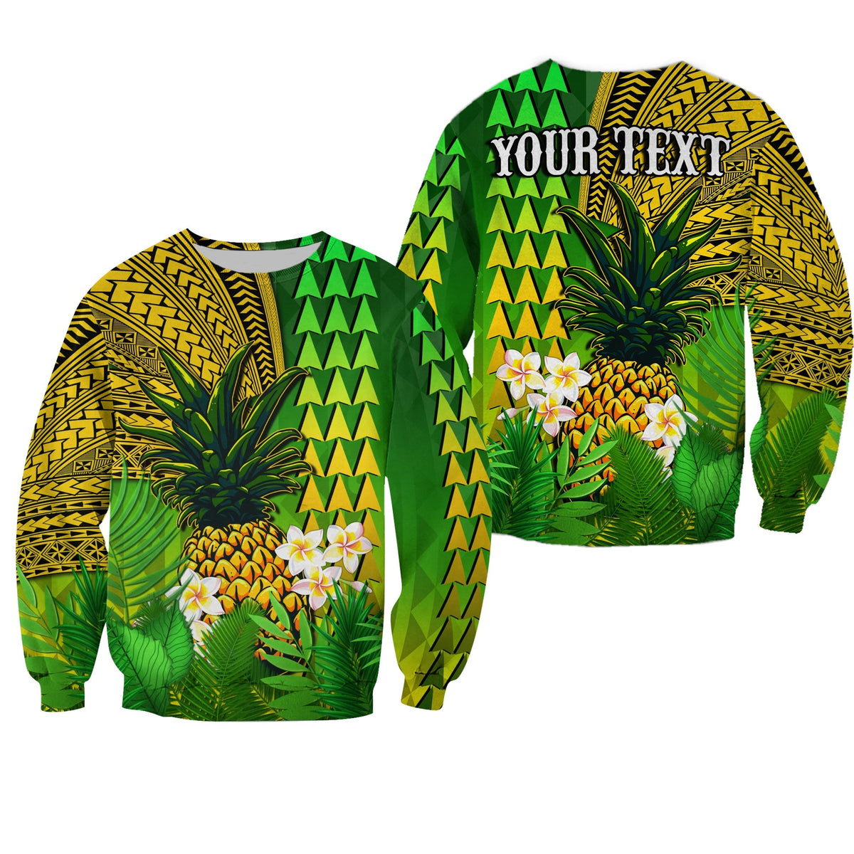 (Custom Personalised) Hawaii Pineapple Sweatshirt Plumeria Frangipani Mix Tribal Pattern LT13 - Wonder Print Shop