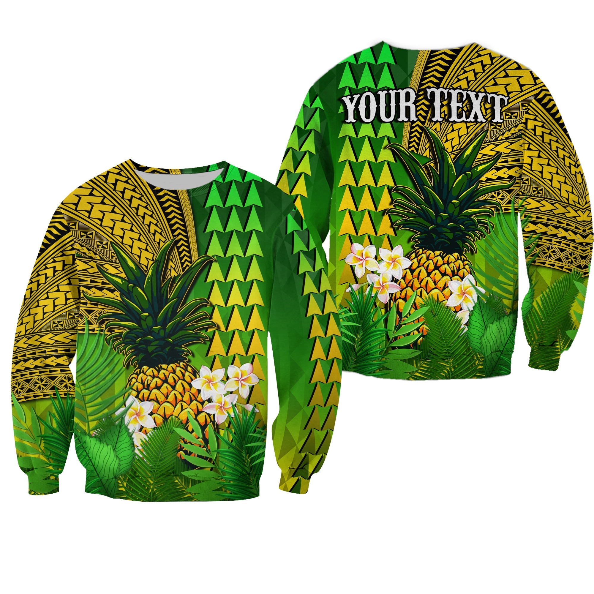 (Custom Personalised) Hawaii Pineapple Sweatshirt Plumeria Frangipani Mix Tribal Pattern LT13 - Wonder Print Shop