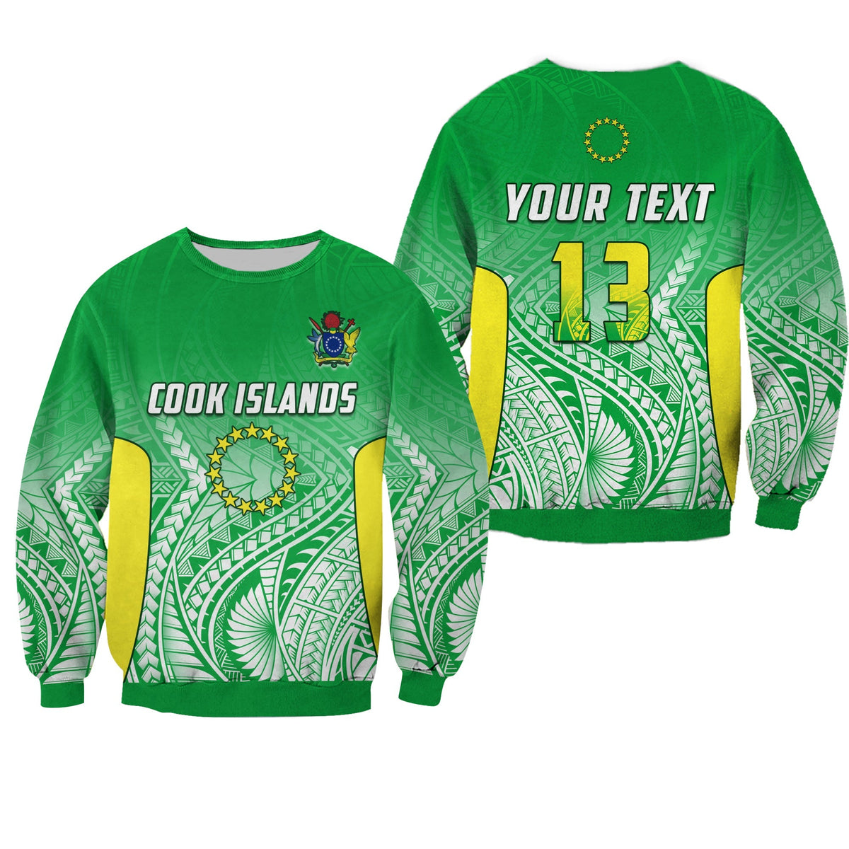 (Custom Text and Number) Cook Islands Sweatshirt Pattern Be Unique LT13 - Wonder Print Shop