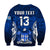 (Custom Text and Number) Fiji Rugby Sweatshirt Flying Fijians Blue Tapa Pattern LT13 - Wonder Print Shop