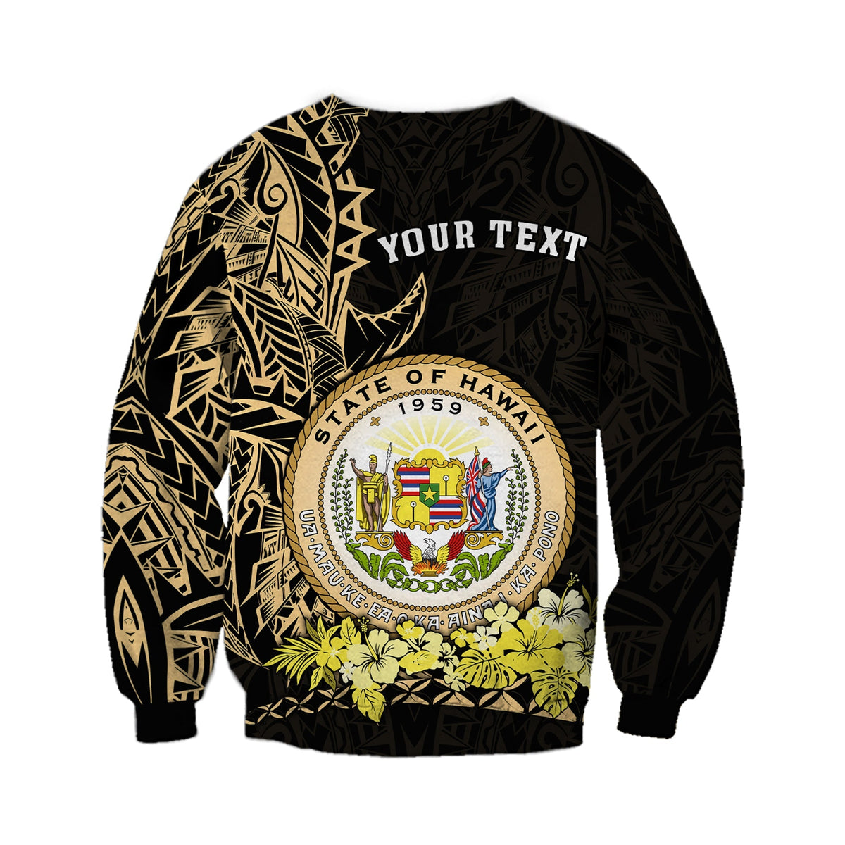 (Custom Personalised) Hawaiian Polynesian Sweatshirt Gold Seal of Hawaii LT13 - Wonder Print Shop