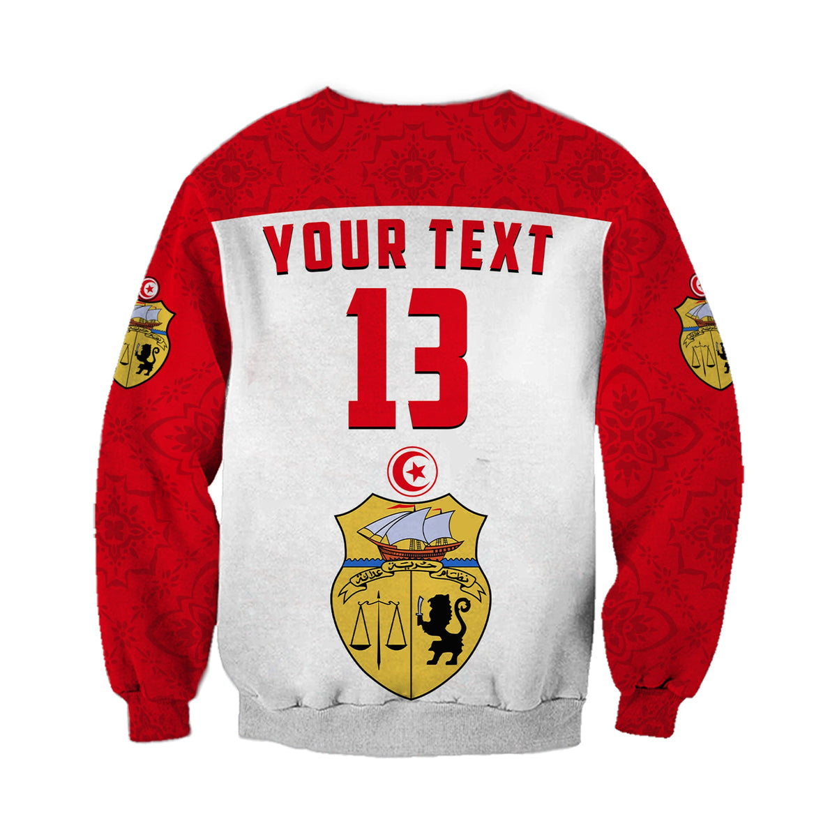 (Custom Text and Number) Tunisia Sweatshirt Tunisian Patterns Sporty Style LT13 - Wonder Print Shop