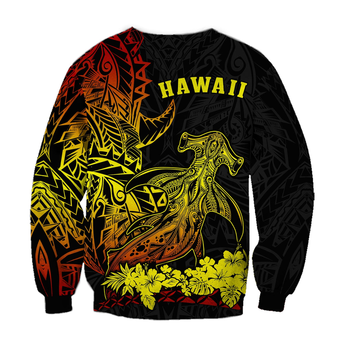 Hawaii Polynesian Sweatshirt Wild Hammerhead Sharks Fresh Life LT13 - Wonder Print Shop