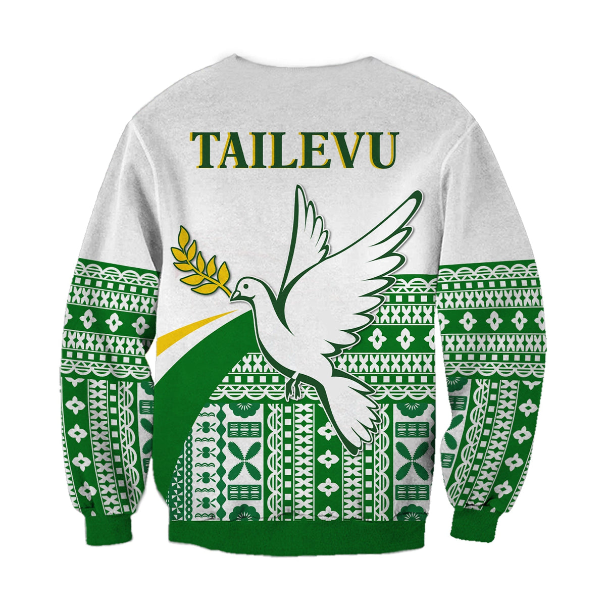 Tailevu Rugby Sweatshirt Fiji Rugby Tapa Pattern White LT13 - Wonder Print Shop