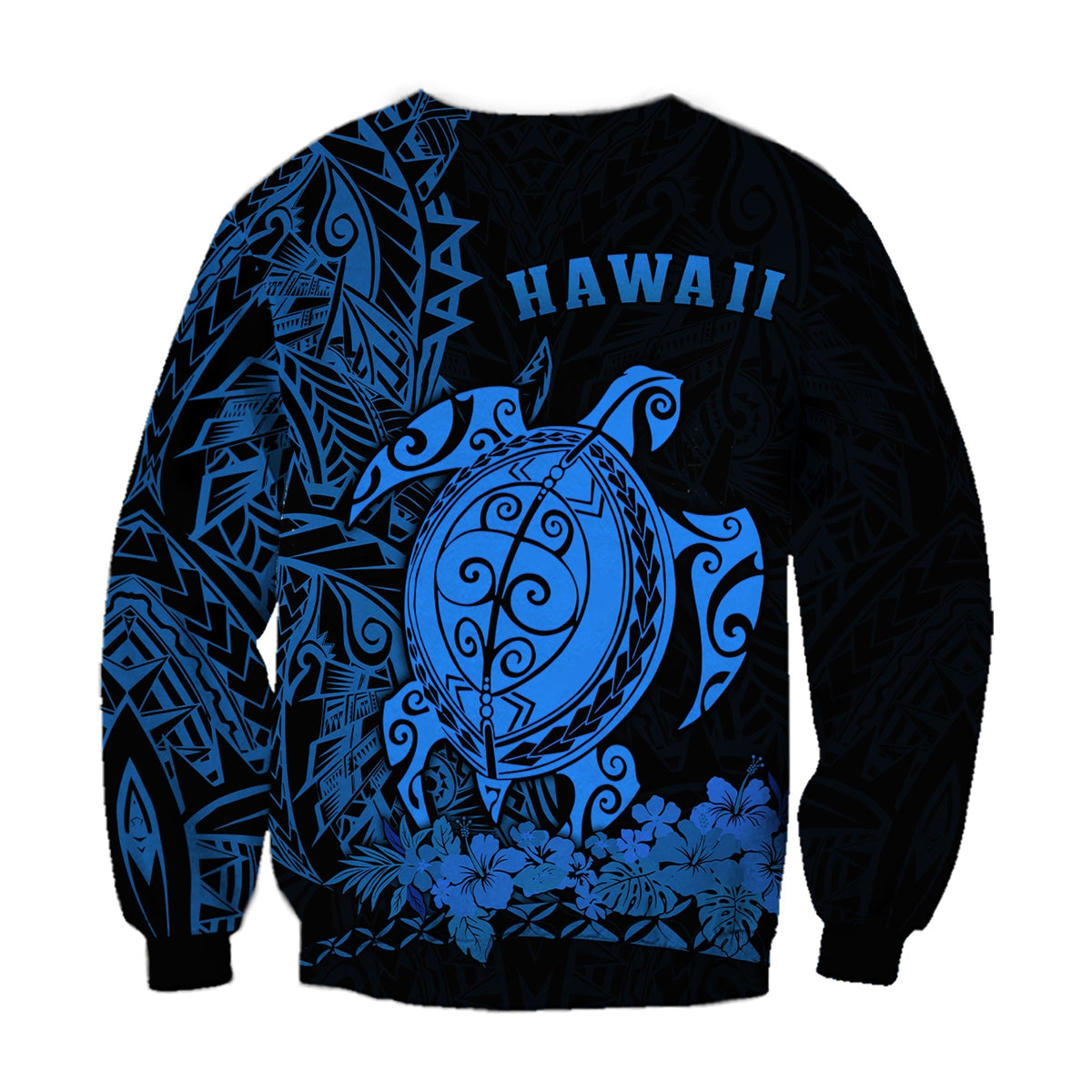 Hawaii Polynesian Sweatshirt Blue Sea Turtles Hawaiian LT13 - Wonder Print Shop