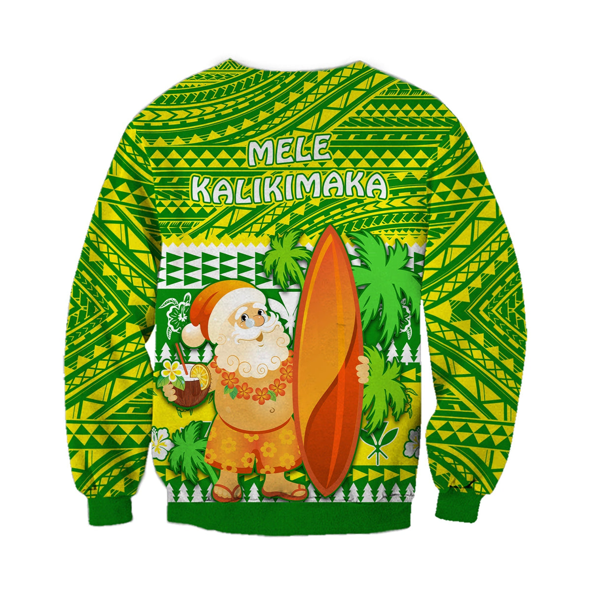 Hawaii Christmas Sweatshirt Polynesian Mele Kalikimaka Santa Claus LT13 - Wonder Print Shop