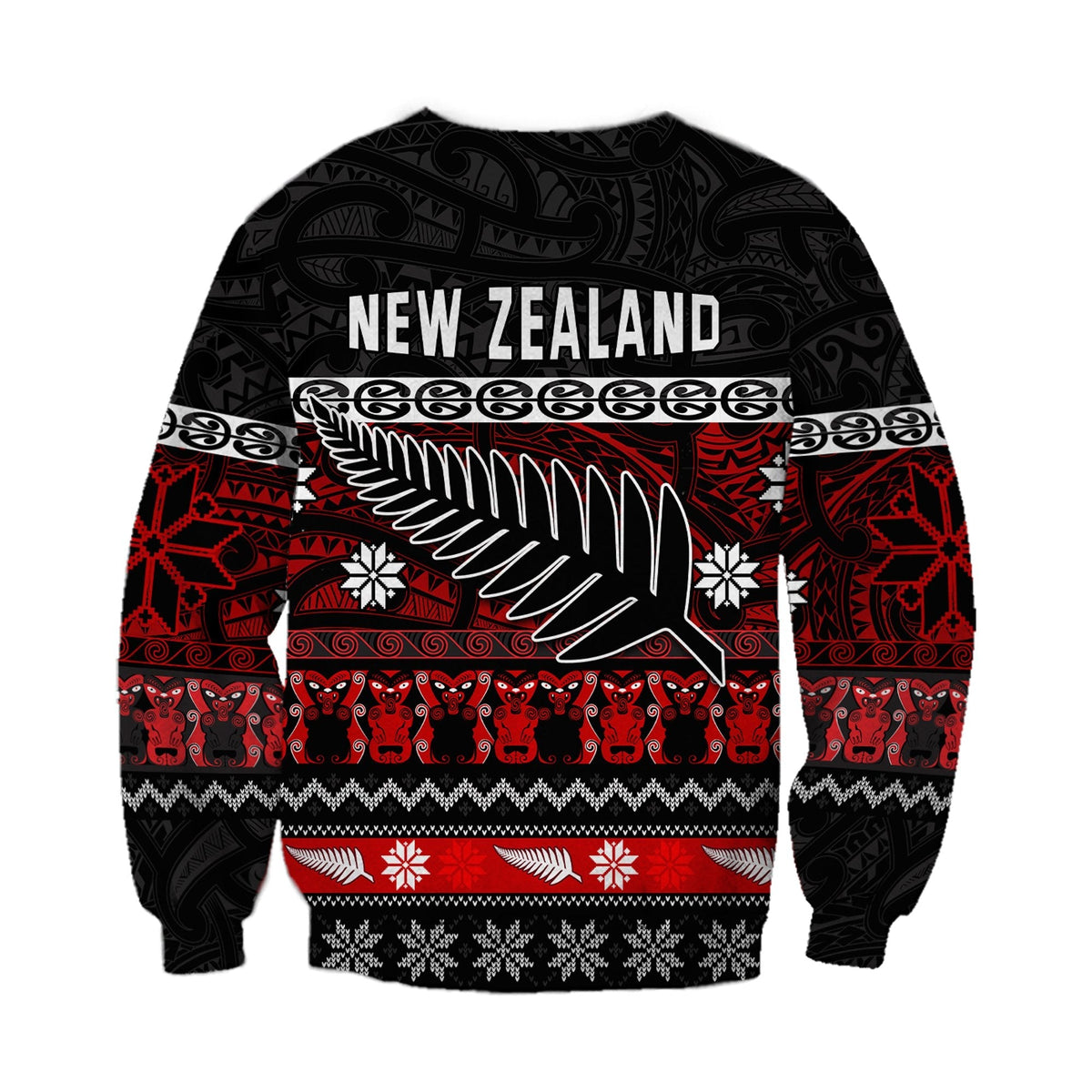 New Zealand Silver Fern Christmas Sweatshirt Maori Meri Kirihimete LT13 - Wonder Print Shop