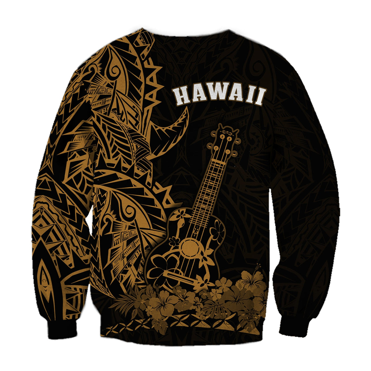 Hawaii Polynesian Sweatshirt Ukulele Gold LT13 - Wonder Print Shop