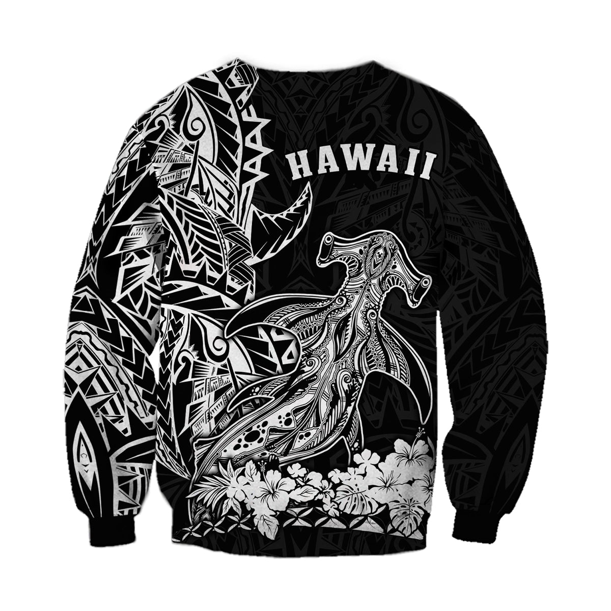 Hawaii Polynesian Sweatshirt Wild Hammerhead Sharks LT13 - Wonder Print Shop