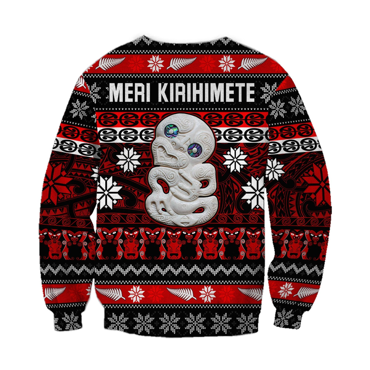 New Zealand Hei Tiki Christmas Sweatshirt Maori Meri Kirihimete LT13 - Wonder Print Shop