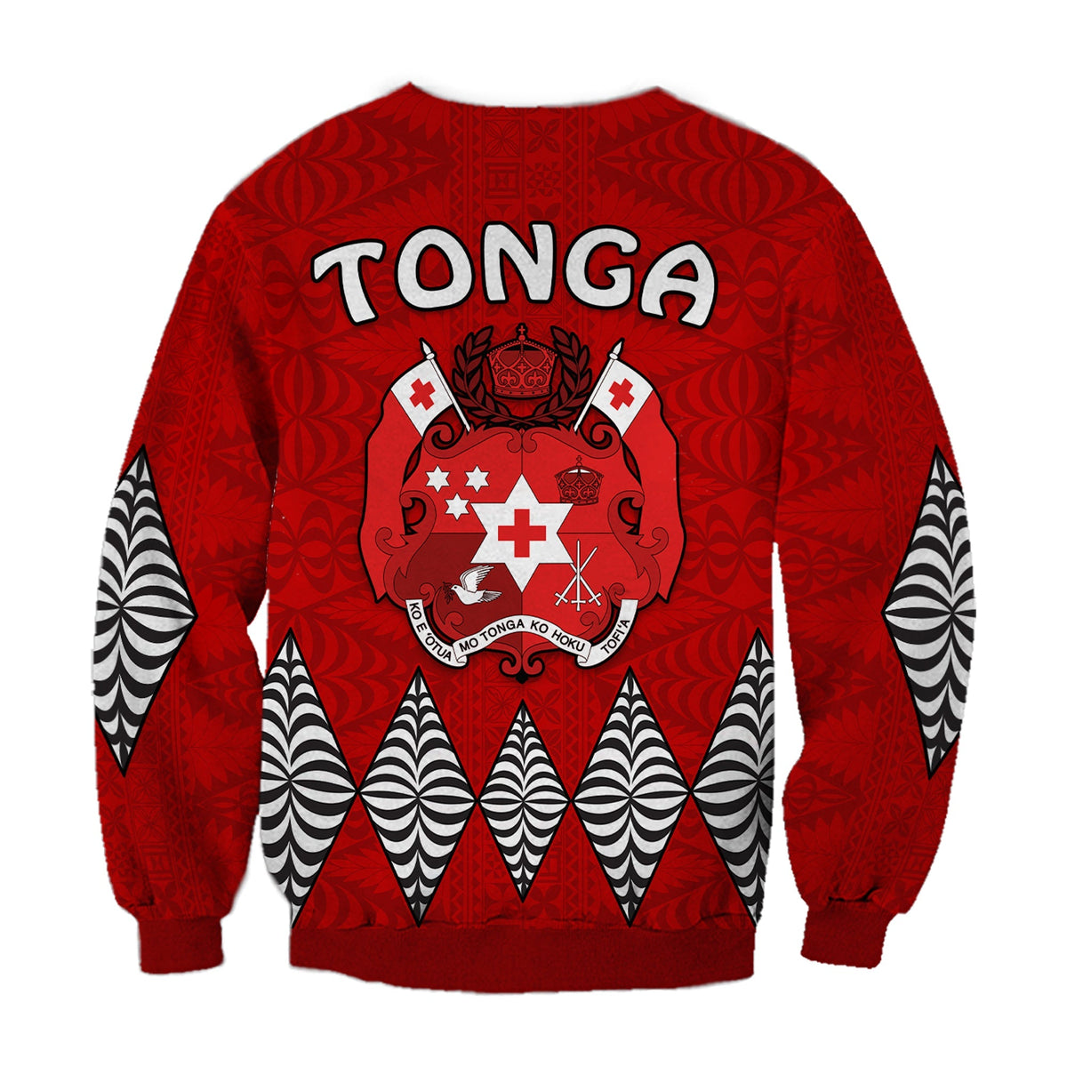 Tonga Warriors Sweatshirt Tongan Pattern Version Black LT13 - Wonder Print Shop