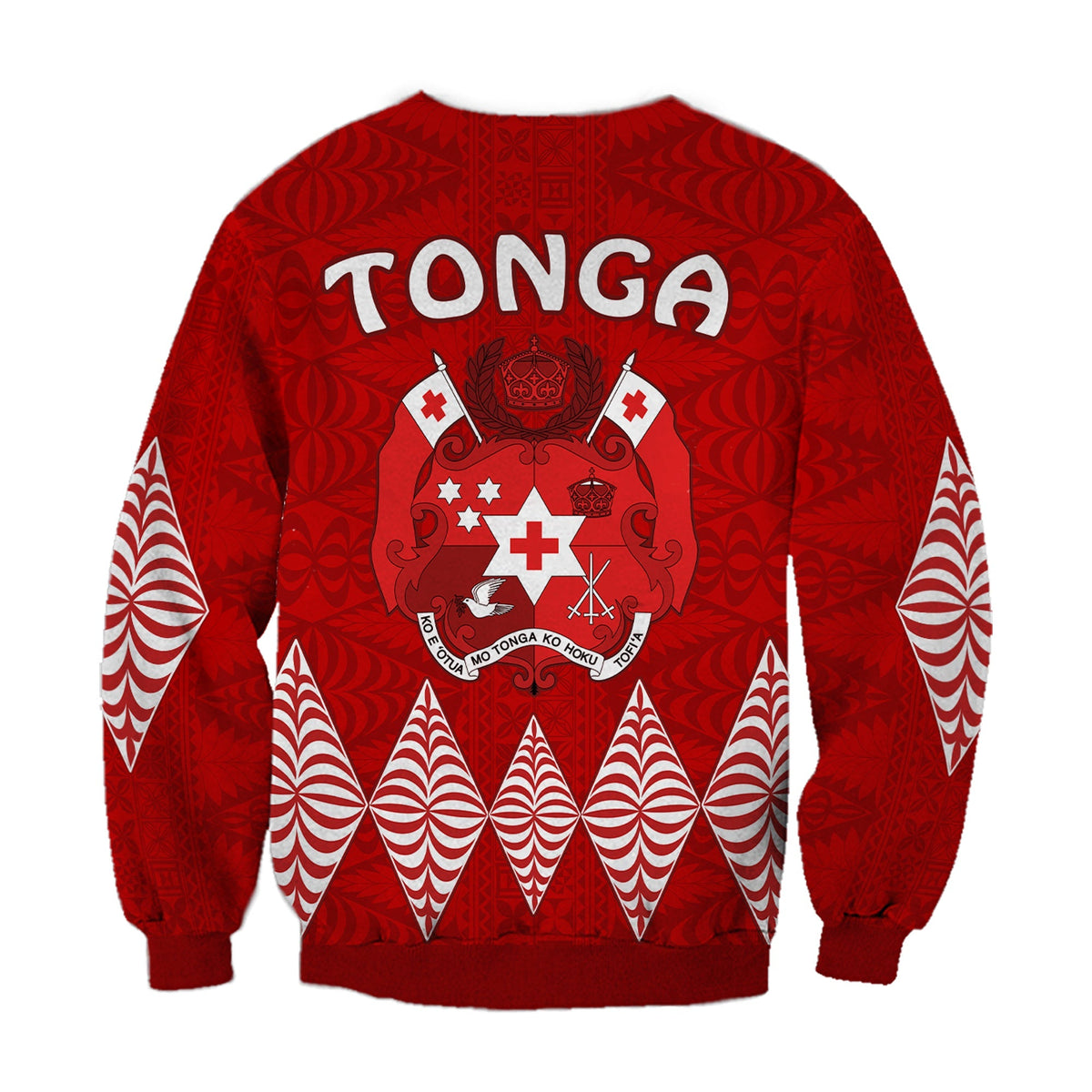 Tonga Warriors Sweatshirt Tongan Pattern Version Red LT13 - Wonder Print Shop