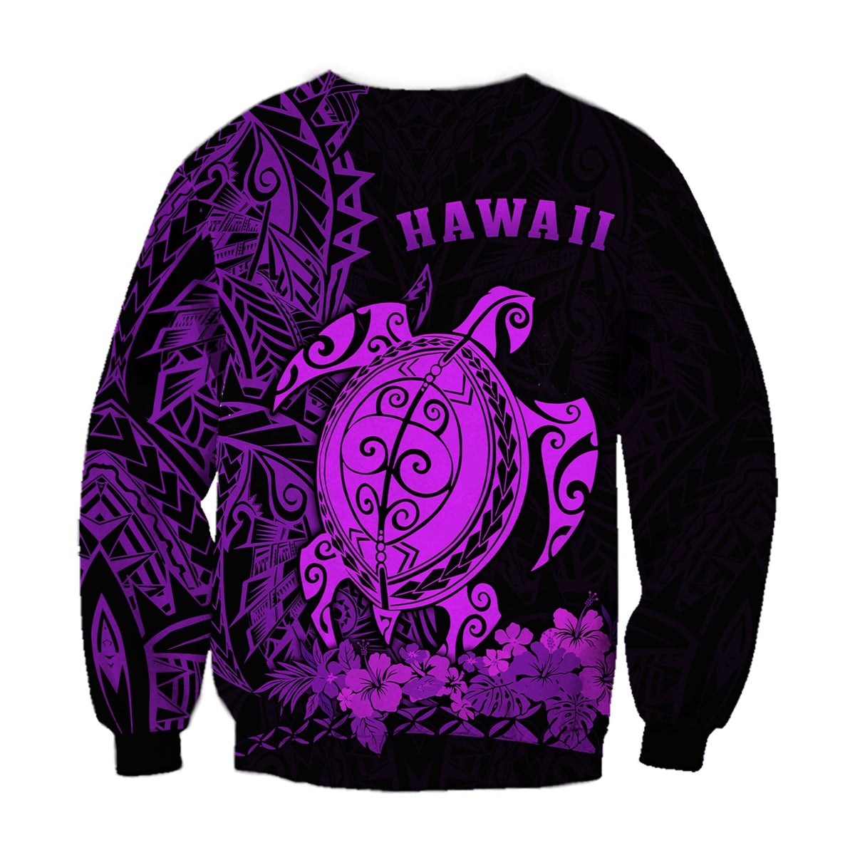 Hawaii Polynesian Sweatshirt Purple Sea Turtles Hawaiian LT13 - Wonder Print Shop