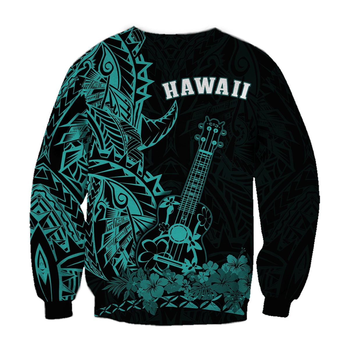 Hawaii Polynesian Sweatshirt Ukulele Turquoise LT13 - Wonder Print Shop