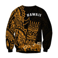 Hawaii Polynesian Sweatshirt Gold Tiki Masks Hawaiian LT13 - Wonder Print Shop