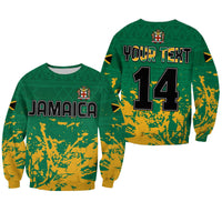 (Custom Text and Number) Jamaica Athletics Sweatshirt Jamaican Flag With African Pattern Sporty Style - Wonder Print Shop