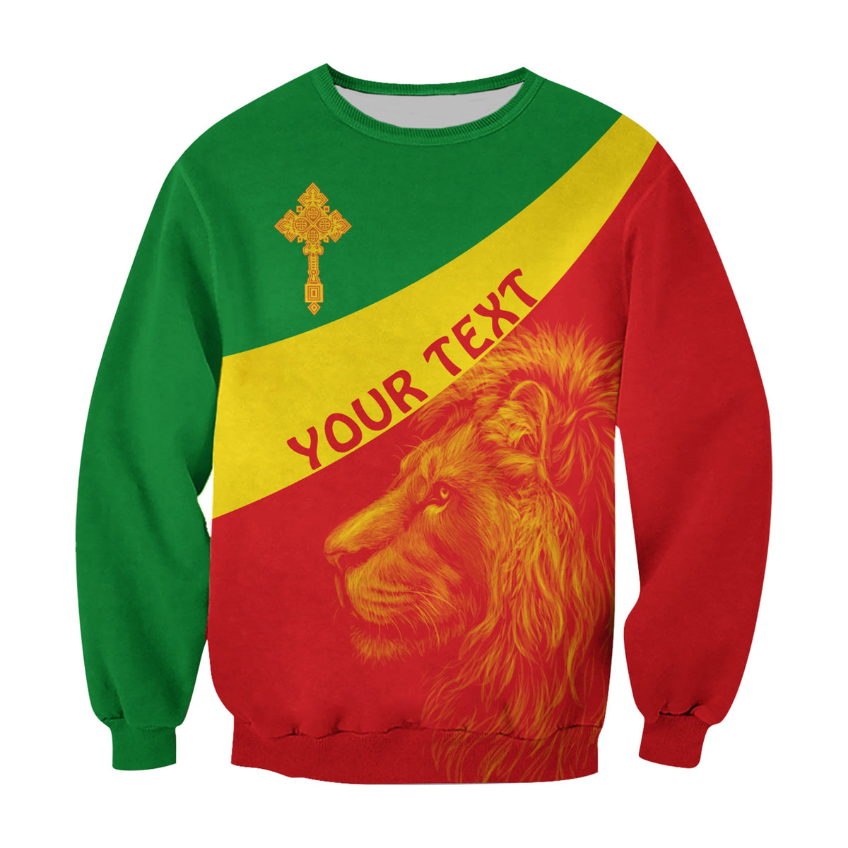 (Custom Personalised) Ethiopia Sweatshirt Ethiopian Cross and Lion of Judah LT13 - Wonder Print Shop