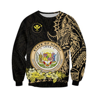 Hawaiian Polynesian Sweatshirt Gold Seal of Hawaii LT13 - Wonder Print Shop