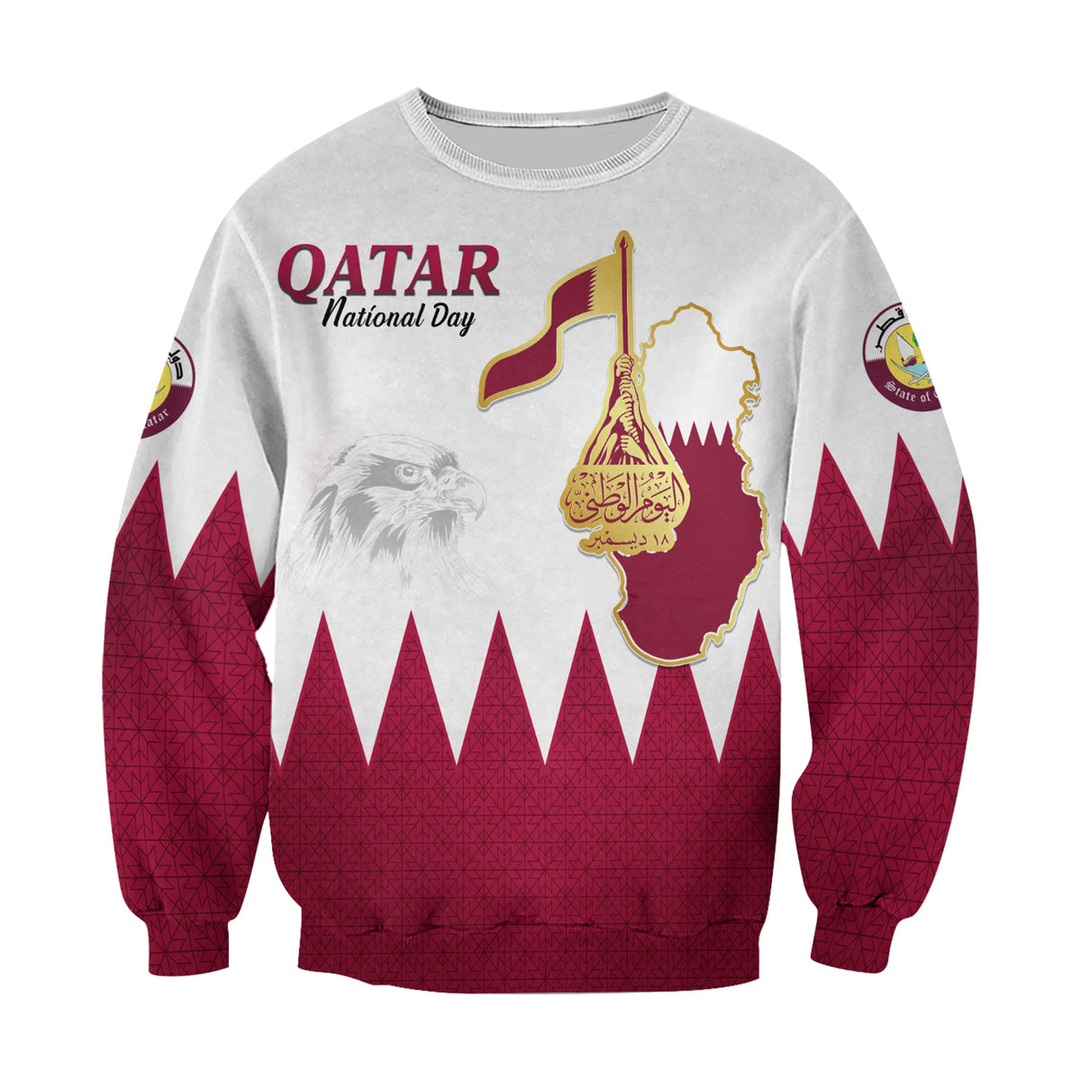 Qatar Sweatshirt Happy National Day Style Flag LT13 - Wonder Print Shop