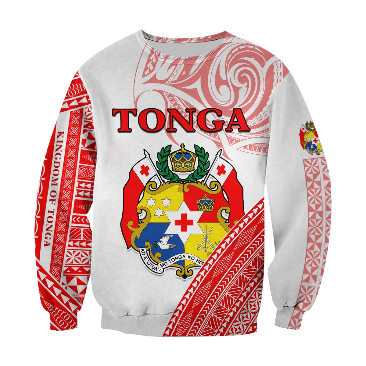 (Custom Text and Number) Tonga Sweatshirt Tongan Pattern Blithesome LT13 - Wonder Print Shop