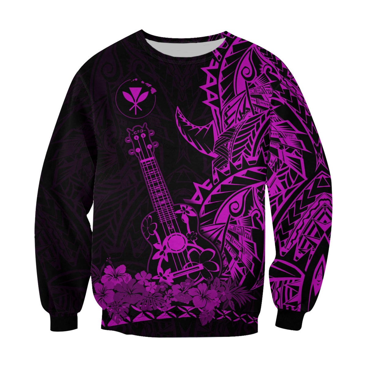 Hawaii Polynesian Sweatshirt Ukulele Purple LT13 - Wonder Print Shop