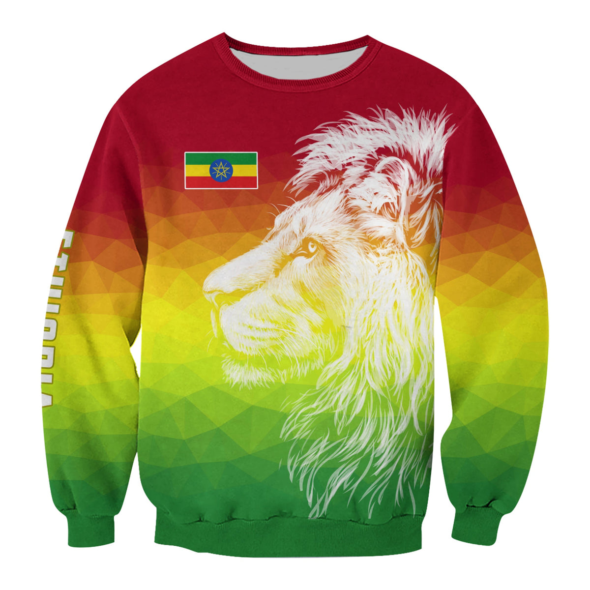 Ethiopia Sweatshirt Lion Ethiopian Style Flag LT13 - Wonder Print Shop