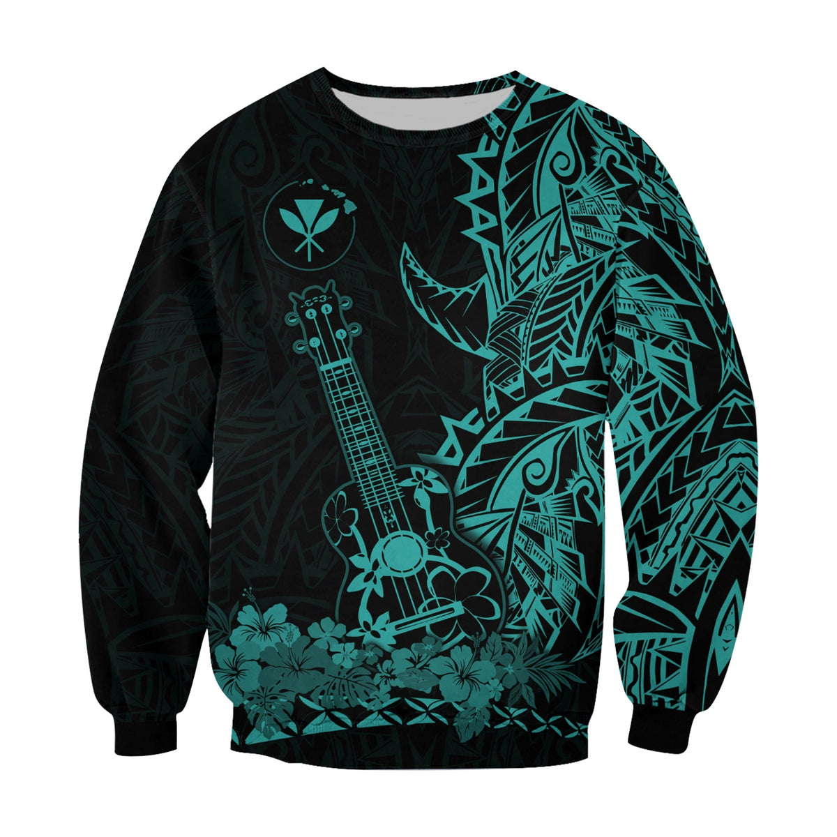 (Custom Personalised) Hawaii Polynesian Sweatshirt Ukulele Turquoise LT13 - Wonder Print Shop