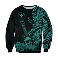 (Custom Personalised) Hawaii Polynesian Sweatshirt Ukulele Turquoise LT13 - Wonder Print Shop