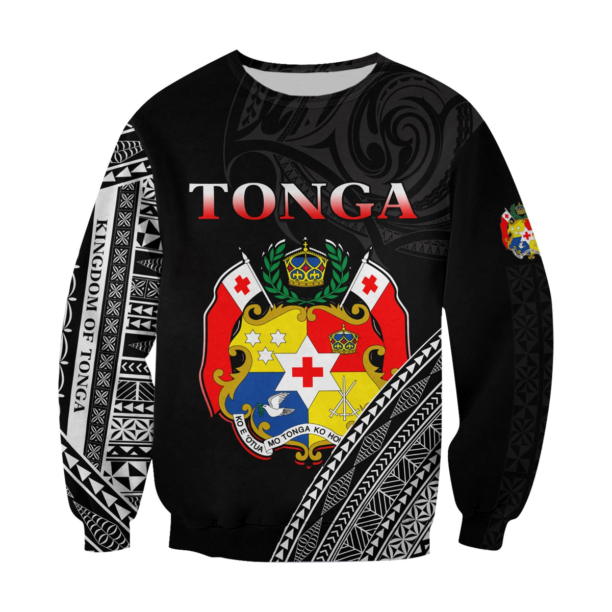 Tonga Sweatshirt Tongan Pattern Blithesome Version Black LT13 - Wonder Print Shop