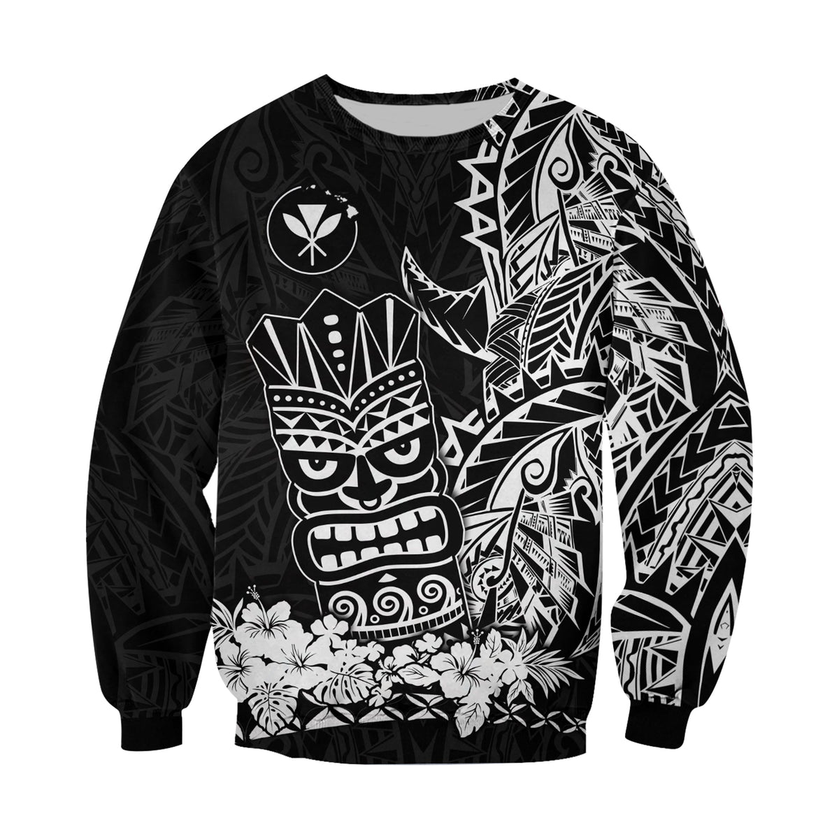 (Custom Personalised) Hawaii Polynesian Sweatshirt White Tiki Masks Hawaiian LT13 - Wonder Print Shop