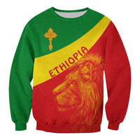 Ethiopia Sweatshirt Ethiopian Cross and Lion of Judah LT13 - Wonder Print Shop