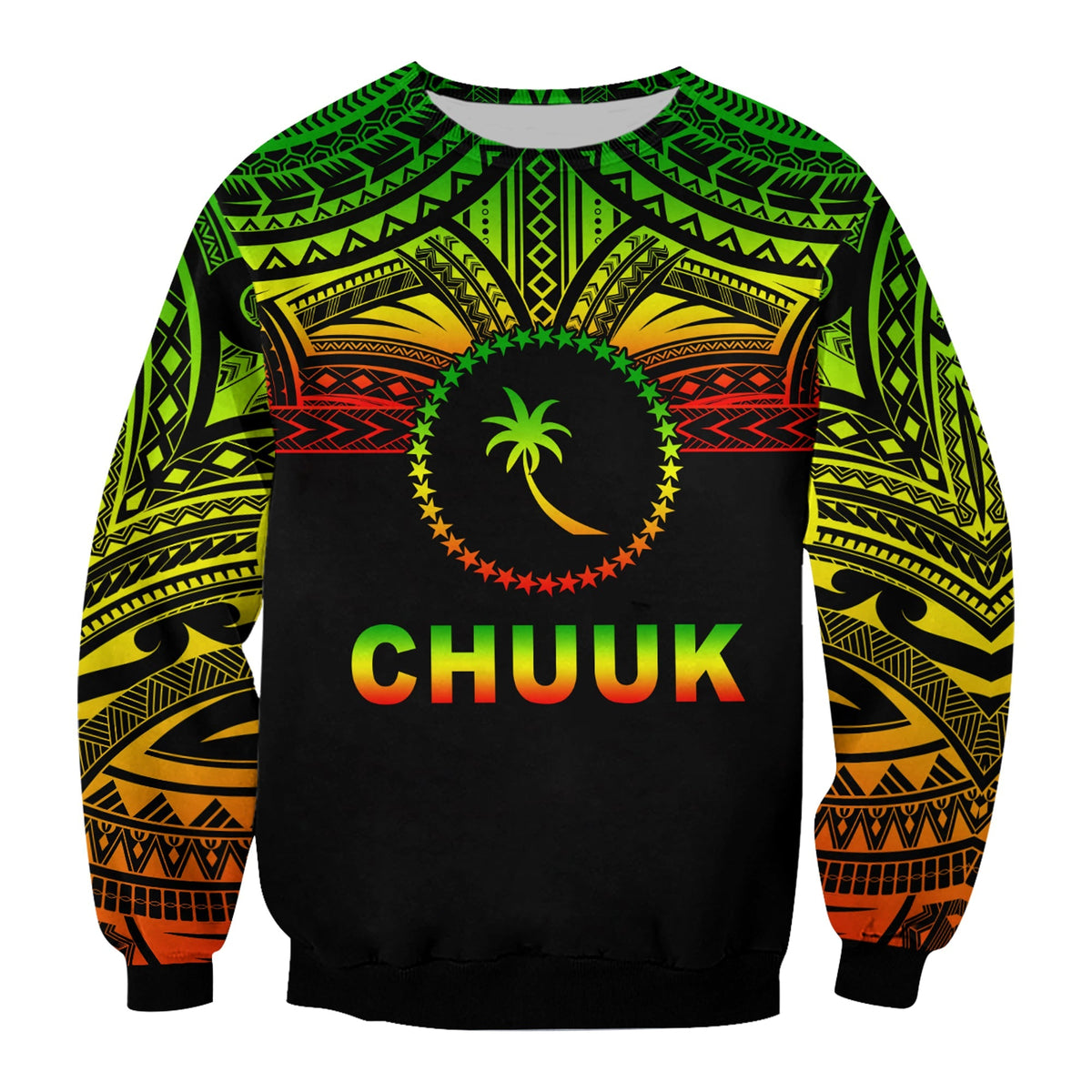 (Custom Personalised) Chuuk Flag Sweatshirt Micronesia Style Reggae LT13 - Wonder Print Shop