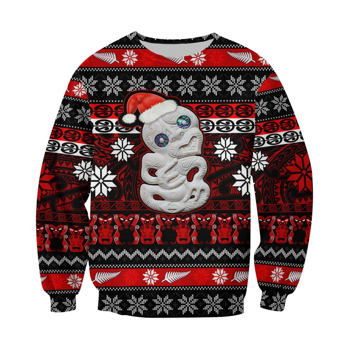 New Zealand Hei Tiki Christmas Sweatshirt Maori Meri Kirihimete LT13 - Wonder Print Shop