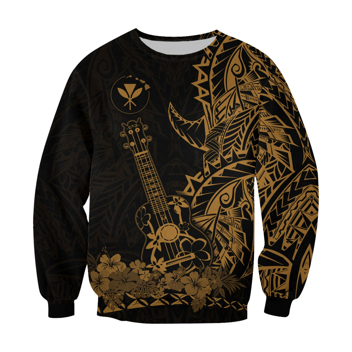(Custom Personalised) Hawaii Polynesian Sweatshirt Ukulele Gold LT13 - Wonder Print Shop