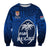 (Custom Text and Number) Fiji Rugby Sweatshirt Flying Fijians Blue Tapa Pattern LT13 - Wonder Print Shop
