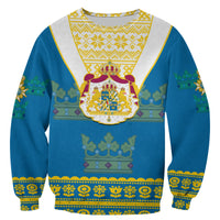 (Custom Personalised) Sweden Sweatshirt Swedish Coat Of Arms With Scandinavian Flowers - Wonder Print Shop