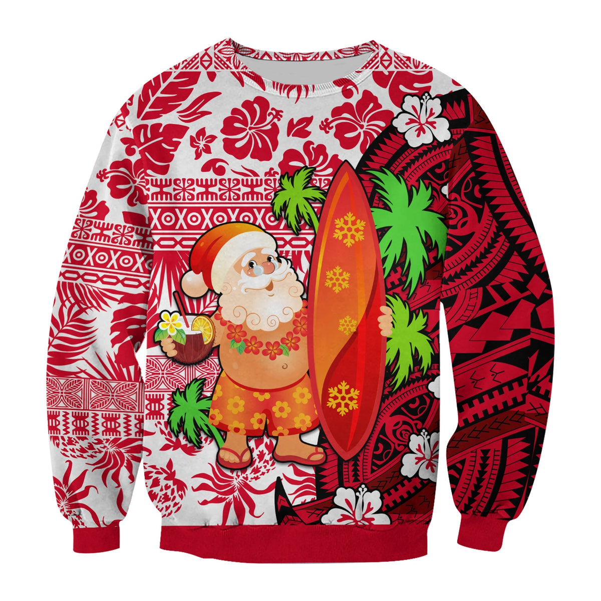 (Custom Personalised) Mele Kalikimaka Sweatshirt Christmas Hawaii with Santa Claus LT13 - Wonder Print Shop