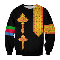 Eritrea Tibeb Sweatshirt Eritrean Cross Mix Flag Version Black LT13 - Wonder Print Shop