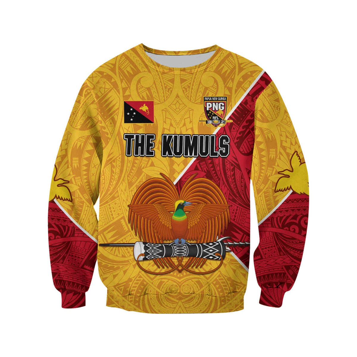 (Custom Text and Number) The Kumuls PNG Sweatshirt Papua New Guinea Polynesian Dynamic Style - Wonder Print Shop