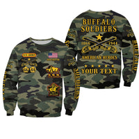 (Custom Text and Chapter) Buffalo Soldiers Sweatshirt Camouflage American Heroes BSMC LT13 - Wonder Print Shop