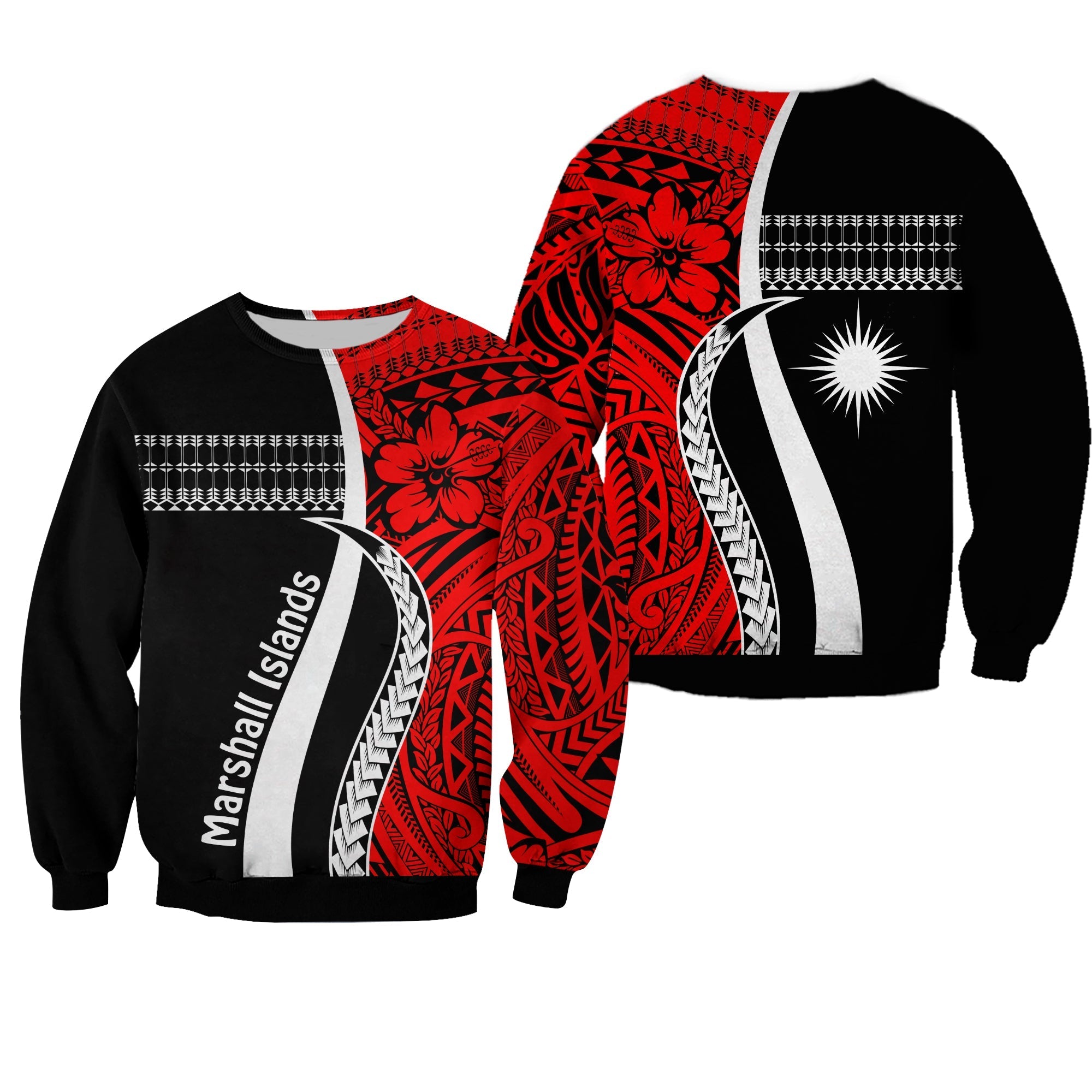Marshall Islands Sweatshirt Simple Pattern Version Red LT13 - Wonder Print Shop