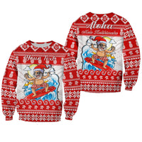 Custom Personalised Hawaii Christmas Sweatshirt Surfing Santa Mele Kalikimaka Polynesian - Wonder Print Shop